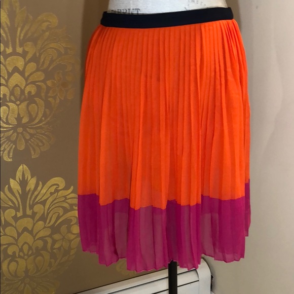 NWOT G.H.Bass Orange & Pink Accordion Pleat Skirt Sz 6 - Picture 2 of 8